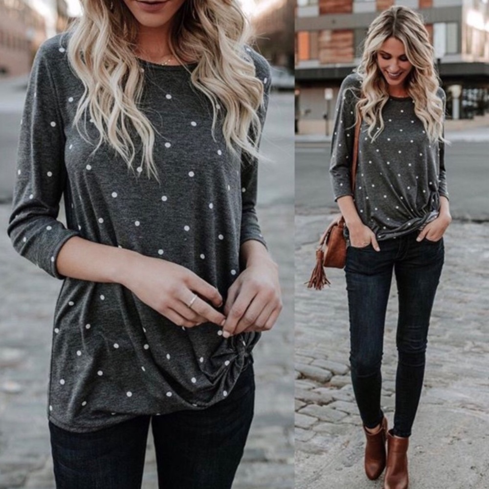 ❗️1 Left❗️Size Large❗️Polka Dot Top w/ Front Knot